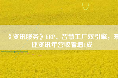 《資訊服務(wù)》ERP、智慧工廠雙引擎，東捷資訊年營收看增1成