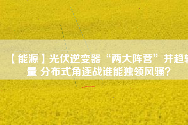 【能源】光伏逆變器“兩大陣營”并趨較量 分布式角逐戰(zhàn)誰能獨(dú)領(lǐng)風(fēng)騷？
