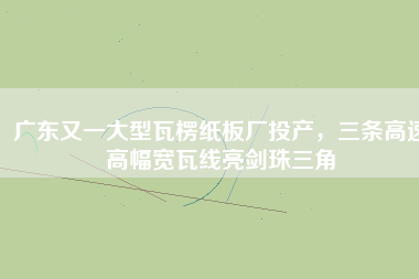 廣東又一大型瓦楞紙板廠投產(chǎn)，三條高速高幅寬瓦線(xiàn)亮劍珠三角