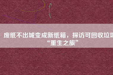 廢紙不出城變成新紙箱，探訪(fǎng)可回收垃圾“重生之旅”