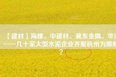 【建材】海螺、中建材、冀東金隅、華潤……幾十家大型水泥企業(yè)齊聚杭州為哪般？
