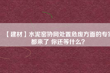 【建材】水泥窯協(xié)同處置危廢方面的專家都來(lái)了 你還等什么？