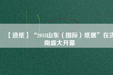 【造紙】“2018山東(國際)紙展”在濟(jì)南盛大開幕