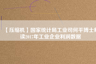 【壓縮機】國家統(tǒng)計局工業(yè)司何平博士解讀2017年工業(yè)企業(yè)利潤數據