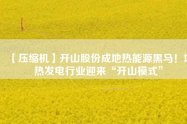 【壓縮機(jī)】開山股份成地?zé)崮茉春隈R！地?zé)岚l(fā)電行業(yè)迎來“開山模式”
