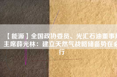 【能源】全國政協(xié)委員、光匯石油董事局主席薛光林：建立天然氣戰(zhàn)略儲(chǔ)備勢(shì)在必行