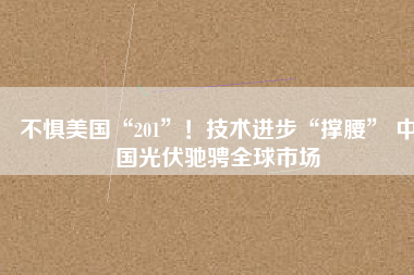 不懼美國“201”！技術(shù)進(jìn)步“撐腰” 中國光伏馳騁全球市場