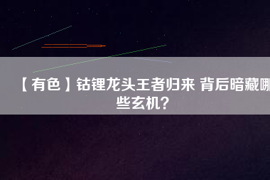 【有色】鈷鋰龍頭王者歸來 背后暗藏哪些玄機？