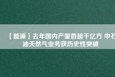 【能源】去年國內產量首超千億方 中石油天然氣業(yè)務獲歷史性突破