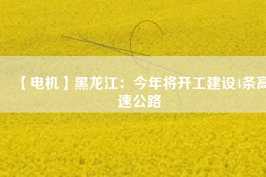 【電機(jī)】黑龍江：今年將開(kāi)工建設(shè)4條高速公路
          