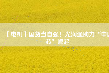 【電機】國貨當自強！光潤通助力“中國芯”崛起
          