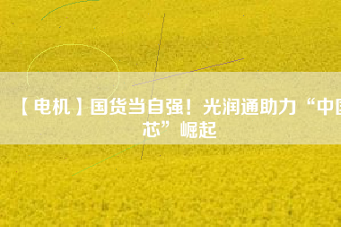 【電機】國貨當自強！光潤通助力“中國芯”崛起
          