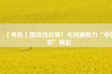 【電機】國貨當自強！光潤通助力“中國芯”崛起
          