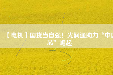 【電機】國貨當自強！光潤通助力“中國芯”崛起
          