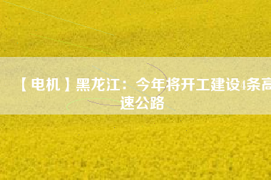【電機(jī)】黑龍江：今年將開(kāi)工建設(shè)4條高速公路
          