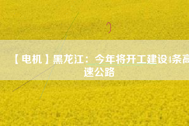 【電機(jī)】黑龍江：今年將開(kāi)工建設(shè)4條高速公路
          
